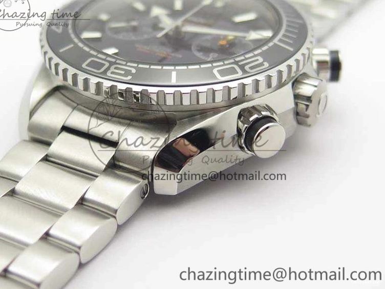 0511 Planet Ocean Master Chrono SS OM 1:1 Best Edition Black Dial On SS Bracelet A9900 V Fashionable 8113